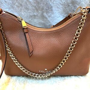 Kate Spade Tan Leather Shoulder Bag with Gold Chain